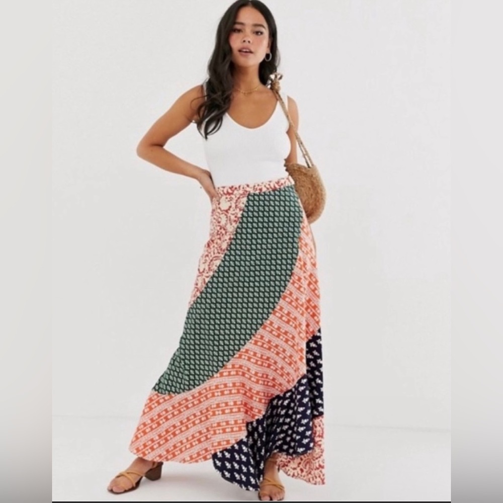 💗💗 FREE PEOPLE HIDDEN EARTH FLOWY COTTON MAXI SKIRT. SIZE 6 NEVER WORN. 💗💗